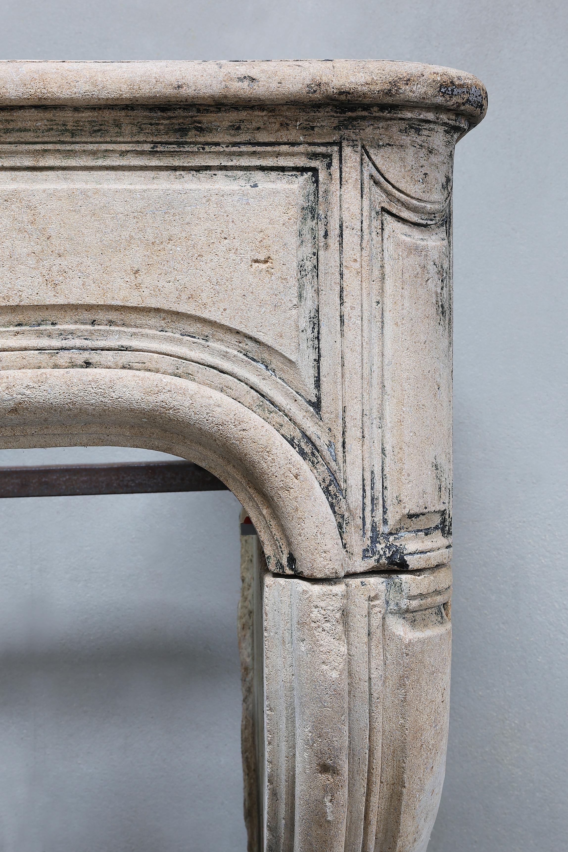 19th Century Fireplace of French Limestone in the Style of Louis XV  For Sale 4
