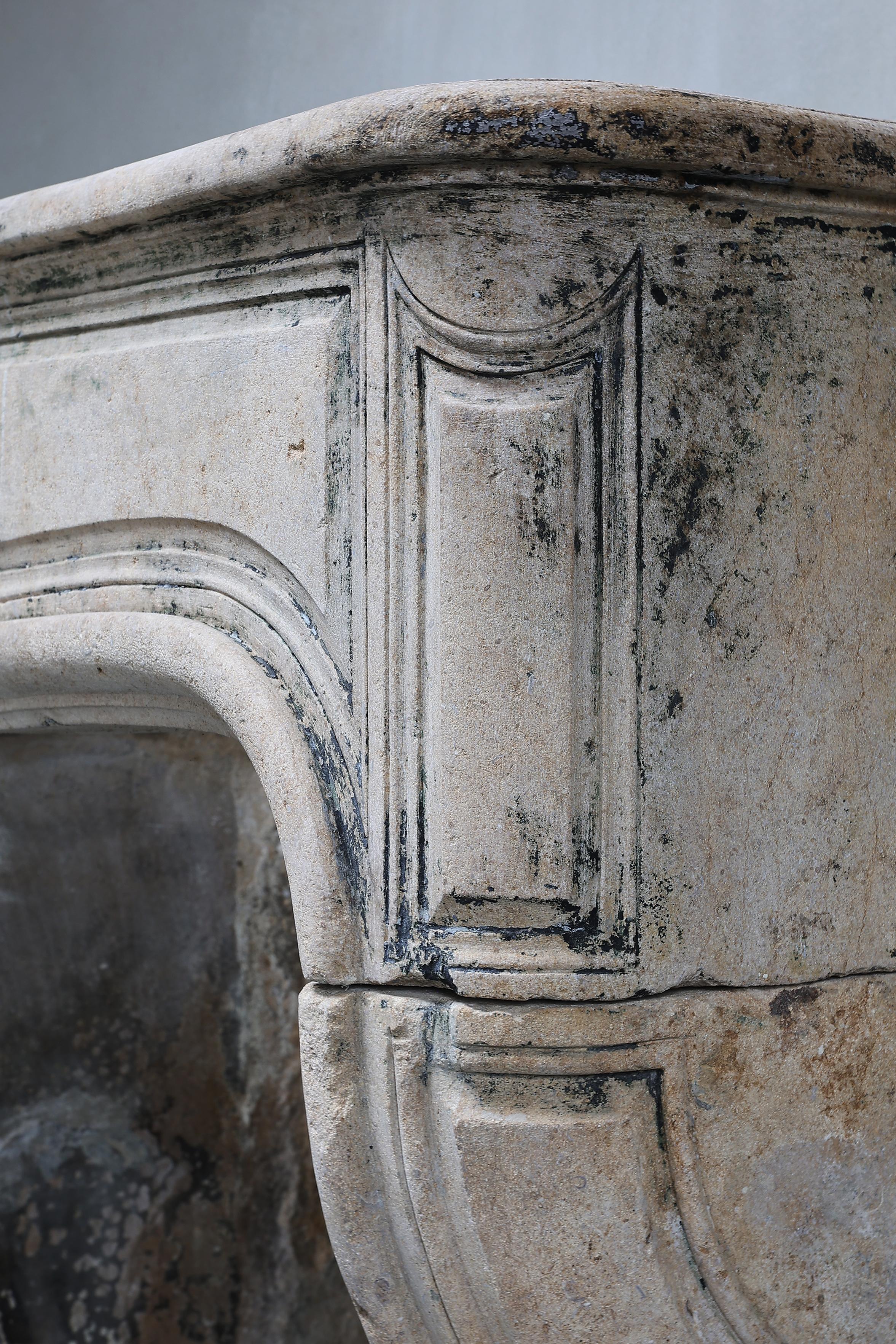 19th Century Fireplace of French Limestone in the Style of Louis XV  For Sale 5