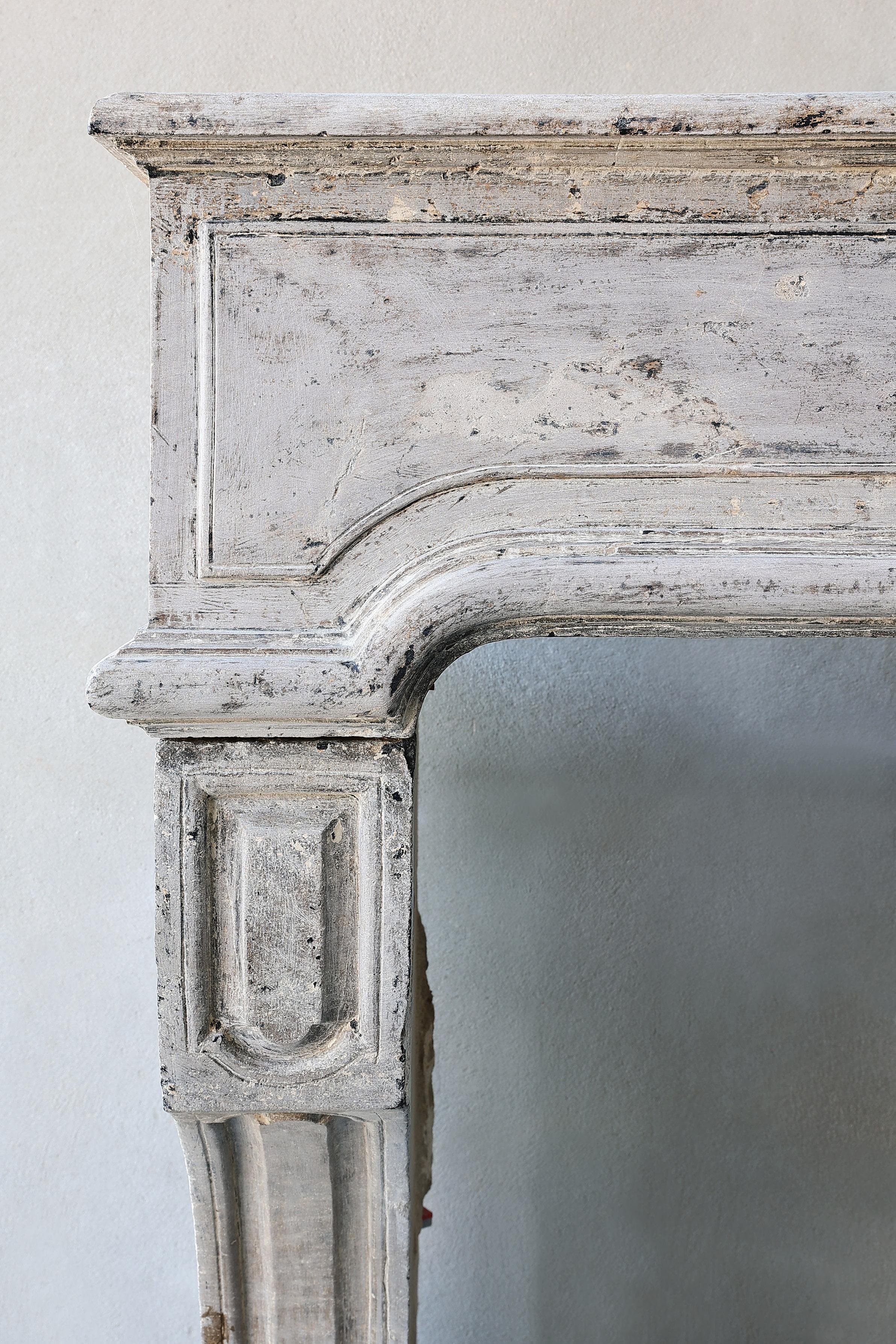 19th Century Fireplace of French Limestone in the Style of Louis XV  6