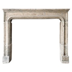 Antique 19th Century Fireplace of French Limestone in the Style of Louis XVI