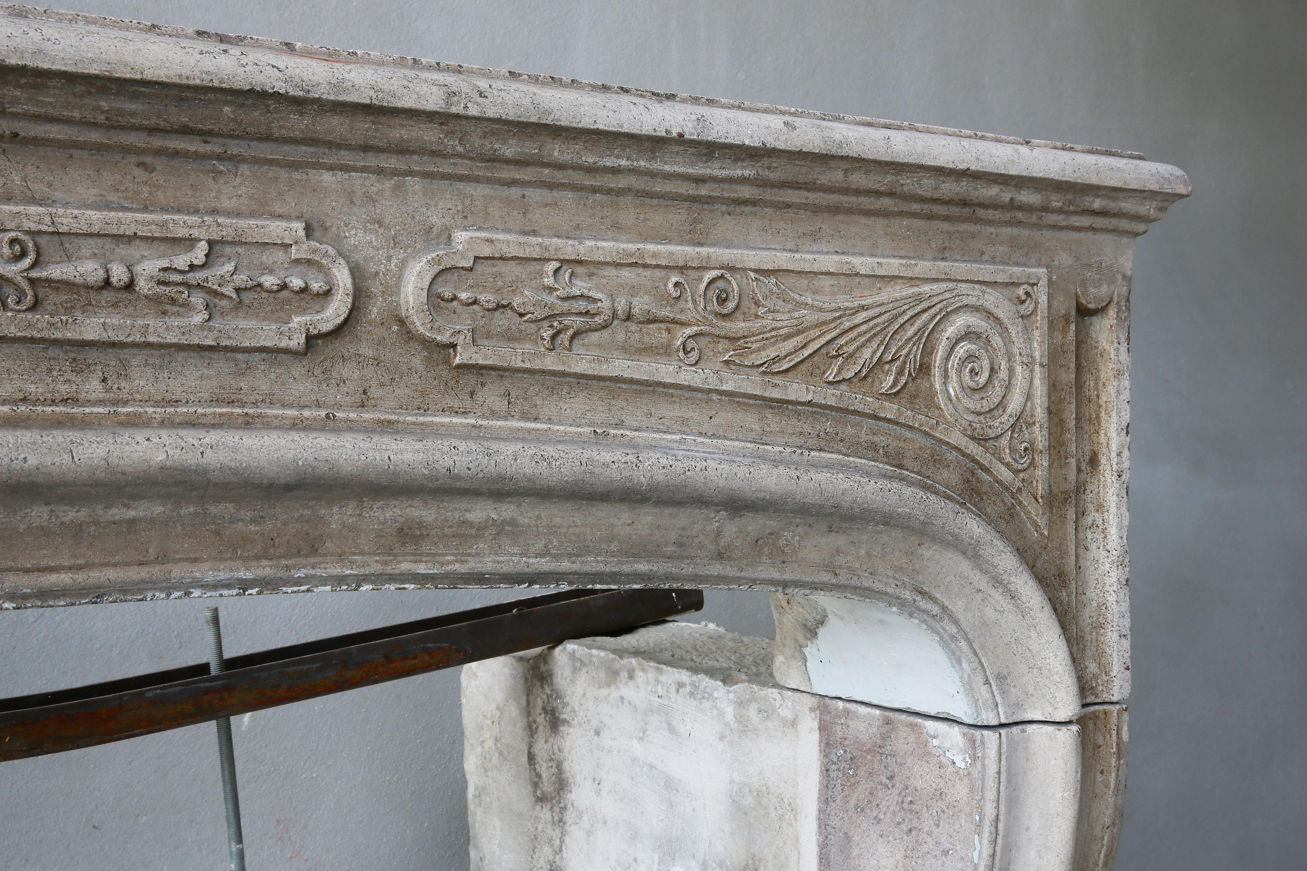 19th Century Fireplace of French Marble Stone in Style of Louis XIV In Good Condition For Sale In Made, NL