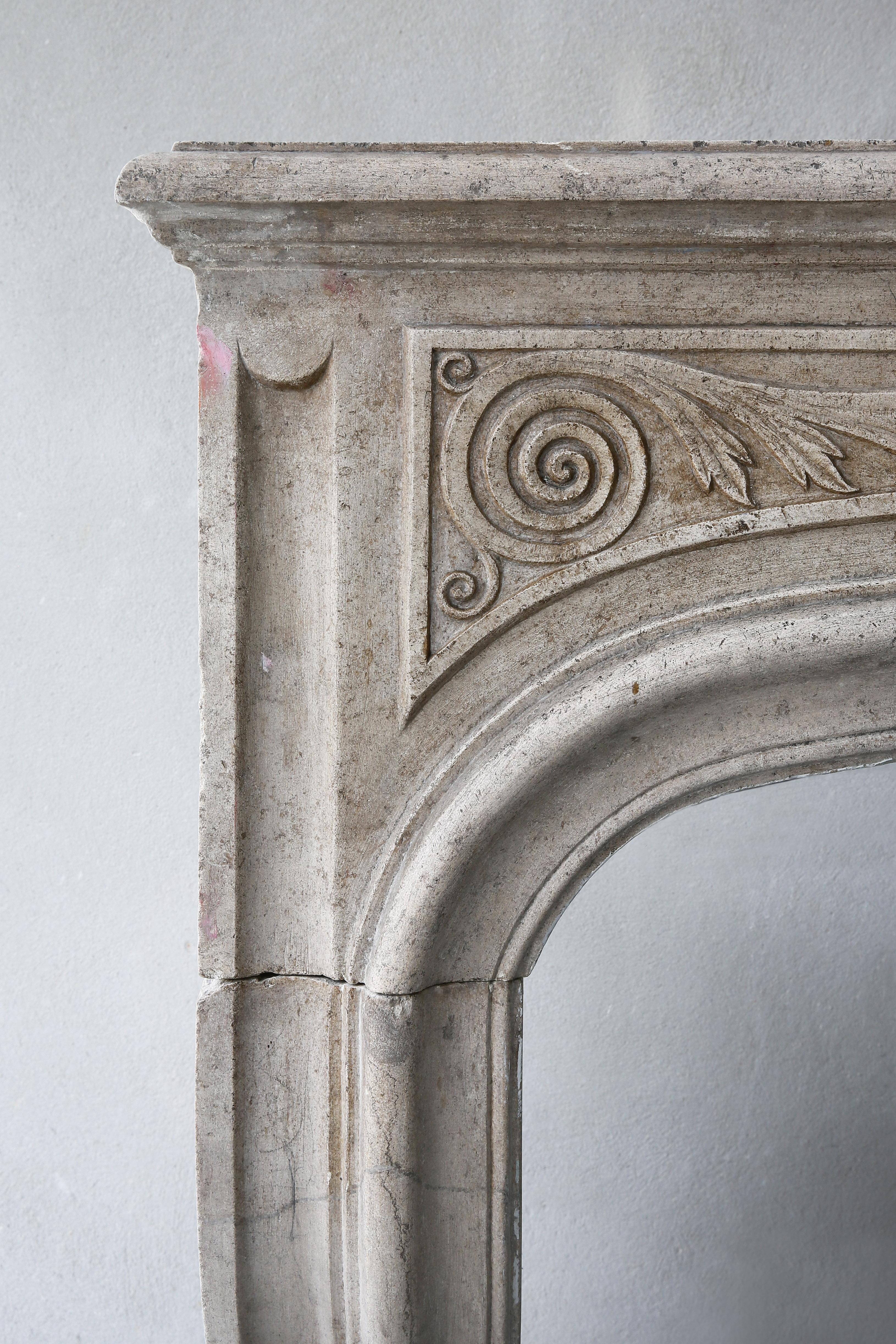 19th Century Fireplace of French Marble Stone in Style of Louis XIV For Sale 3