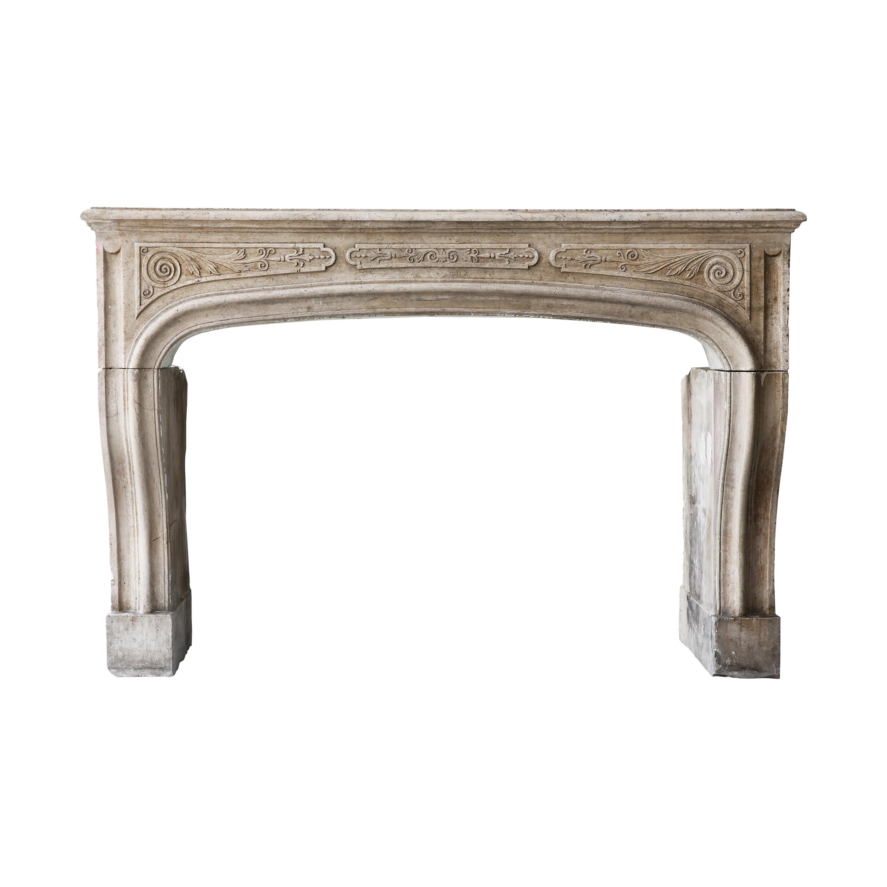 19th Century Fireplace of French Marble Stone in Style of Louis XIV For Sale