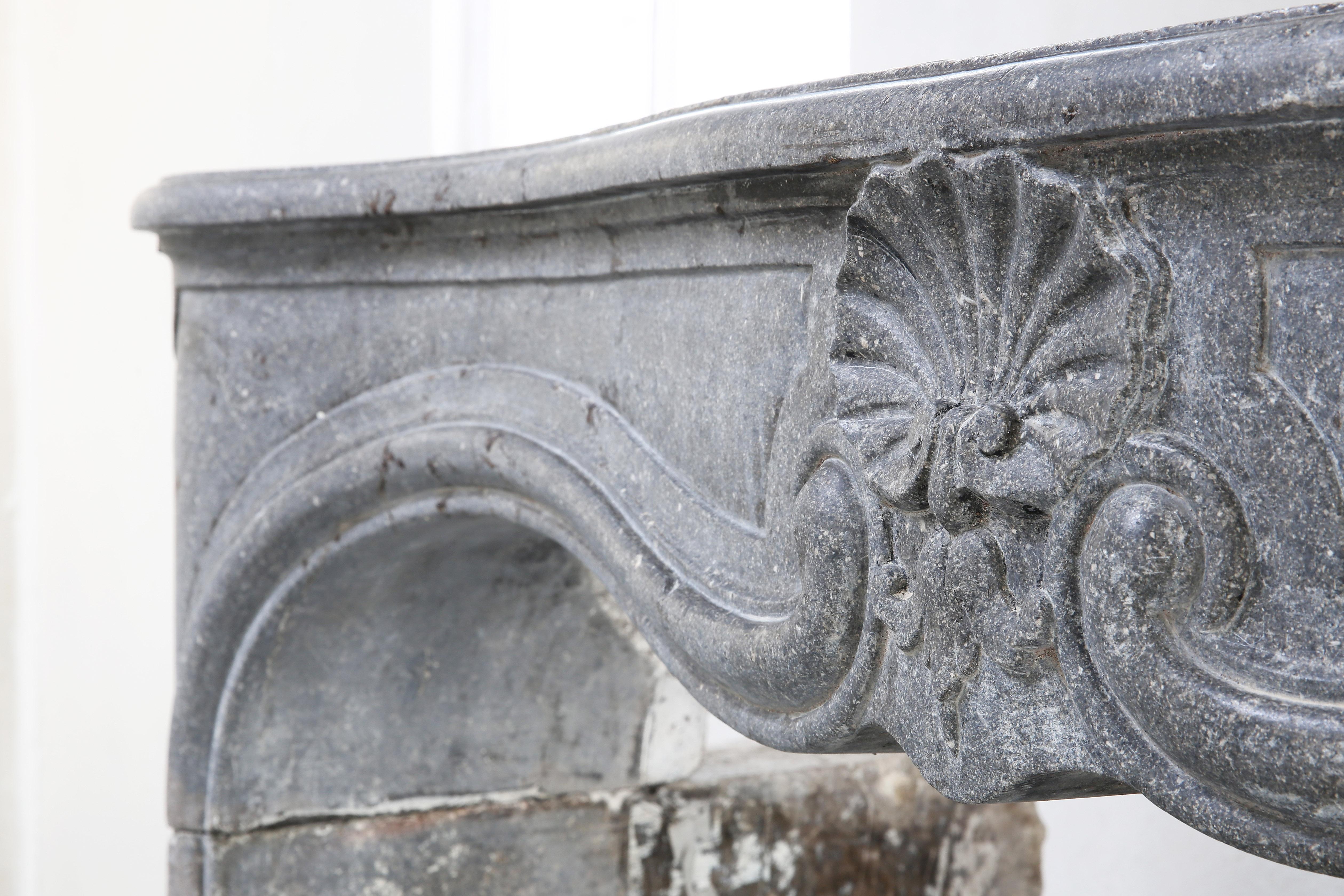 Other 19th Century Fireplace of French Marble Stone in Style of Louis XV