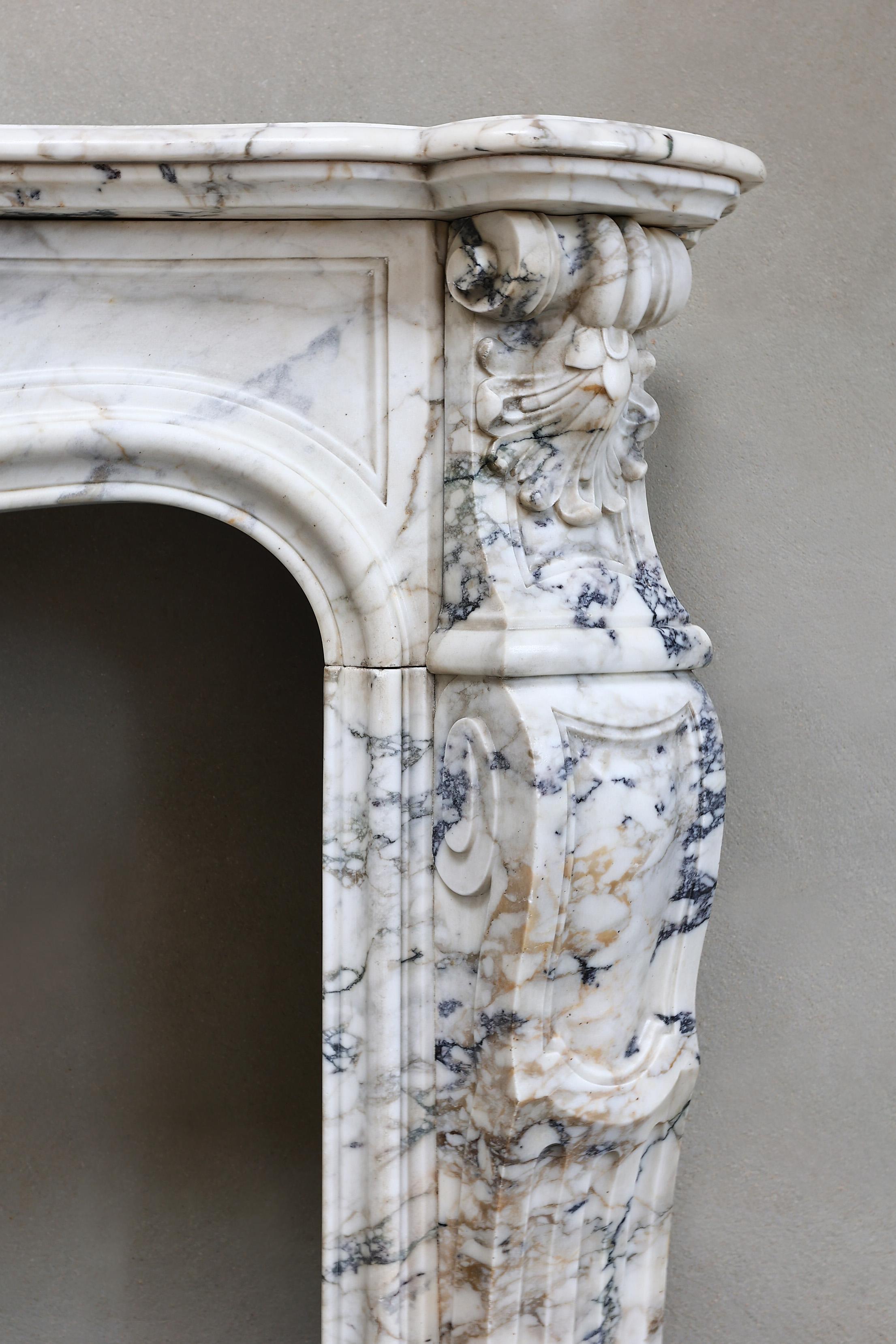 Antique Marble Fireplace  Paonazzo Marble  19th Century  One of a kind 1