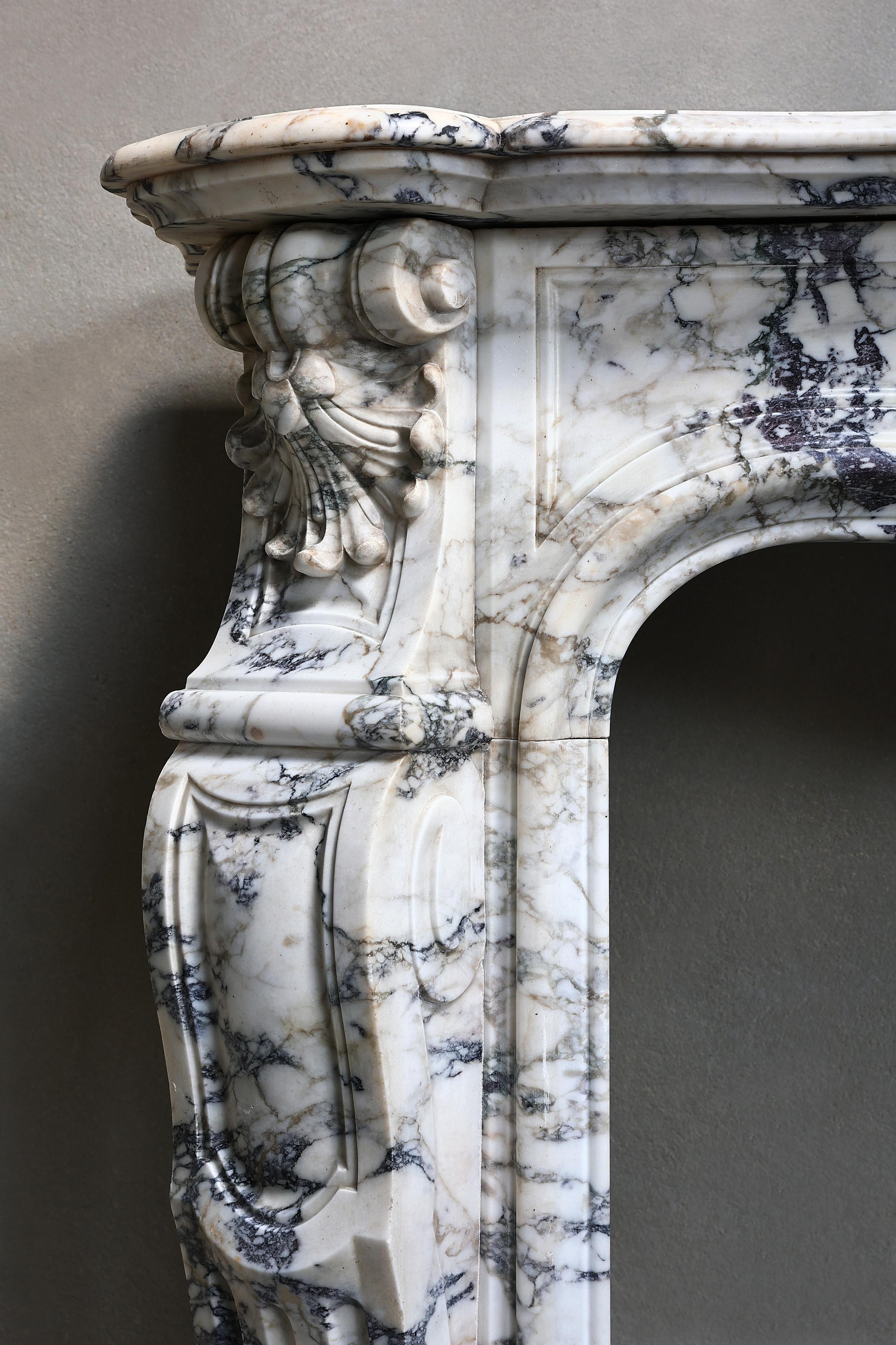 Antique Marble Fireplace  Paonazzo Marble  19th Century  One of a kind 3
