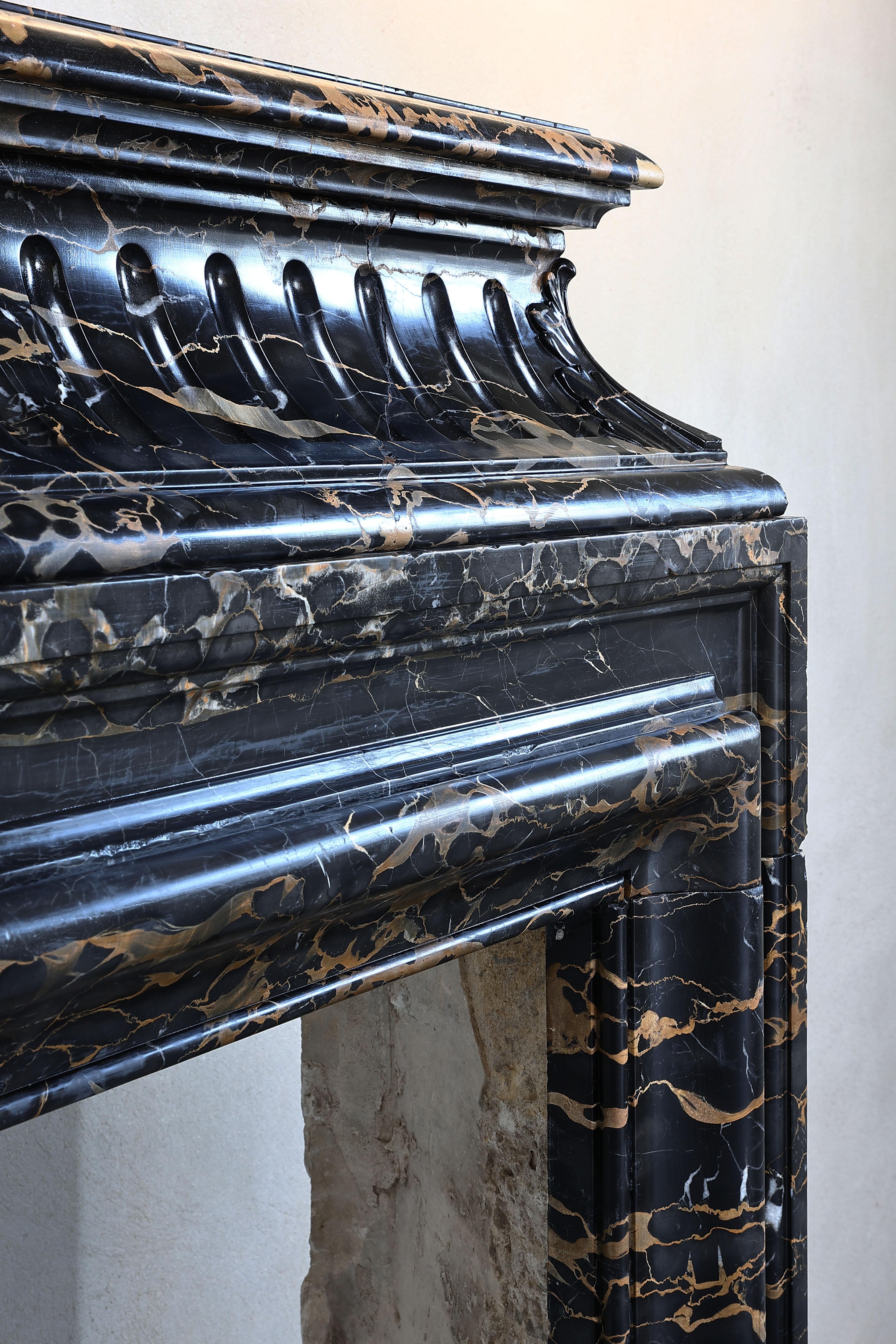 19th Century Fireplace of Portoro Marble in Style of Louis XVI For Sale 5