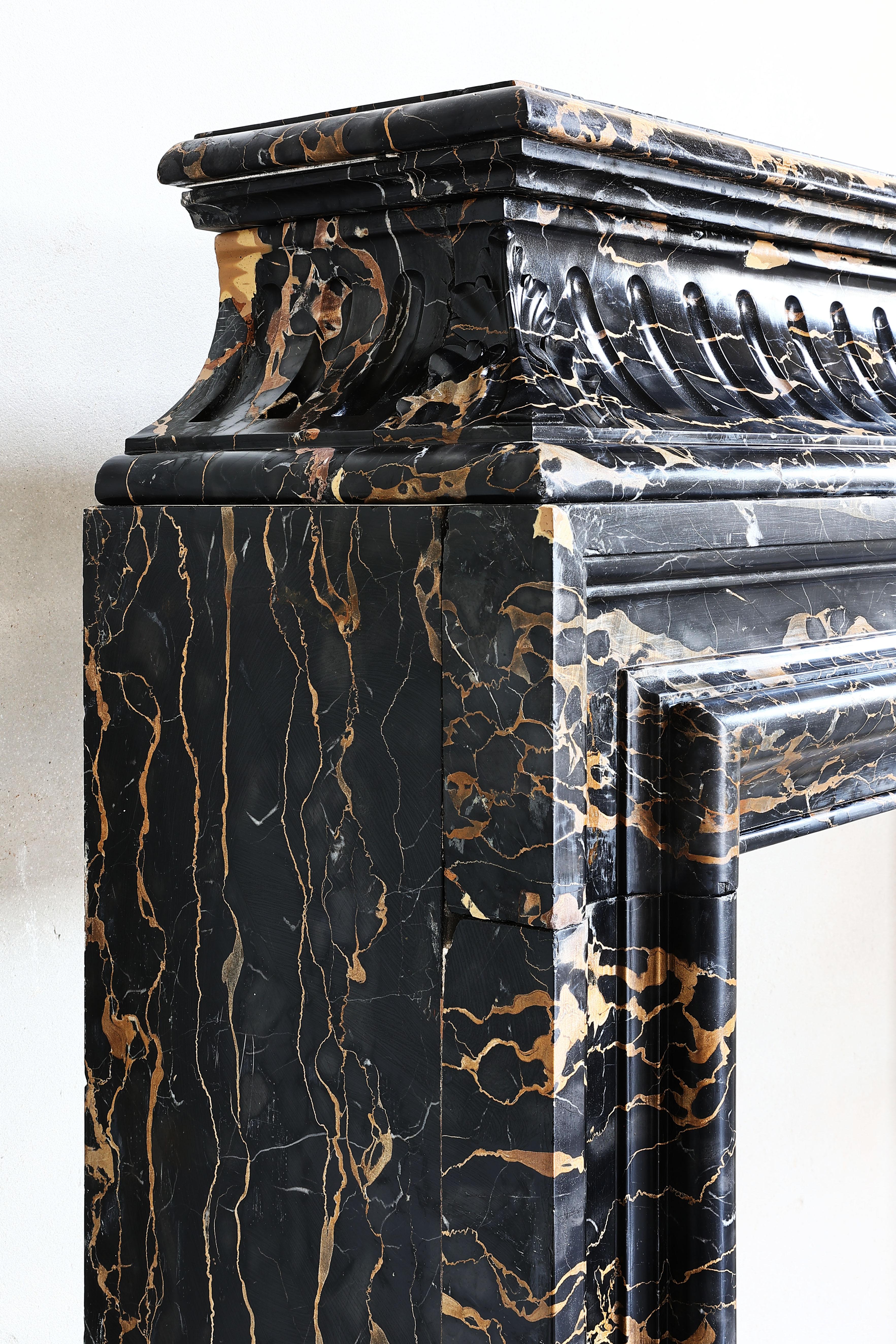 19th Century Fireplace of Portoro Marble in Style of Louis XVI For Sale 8