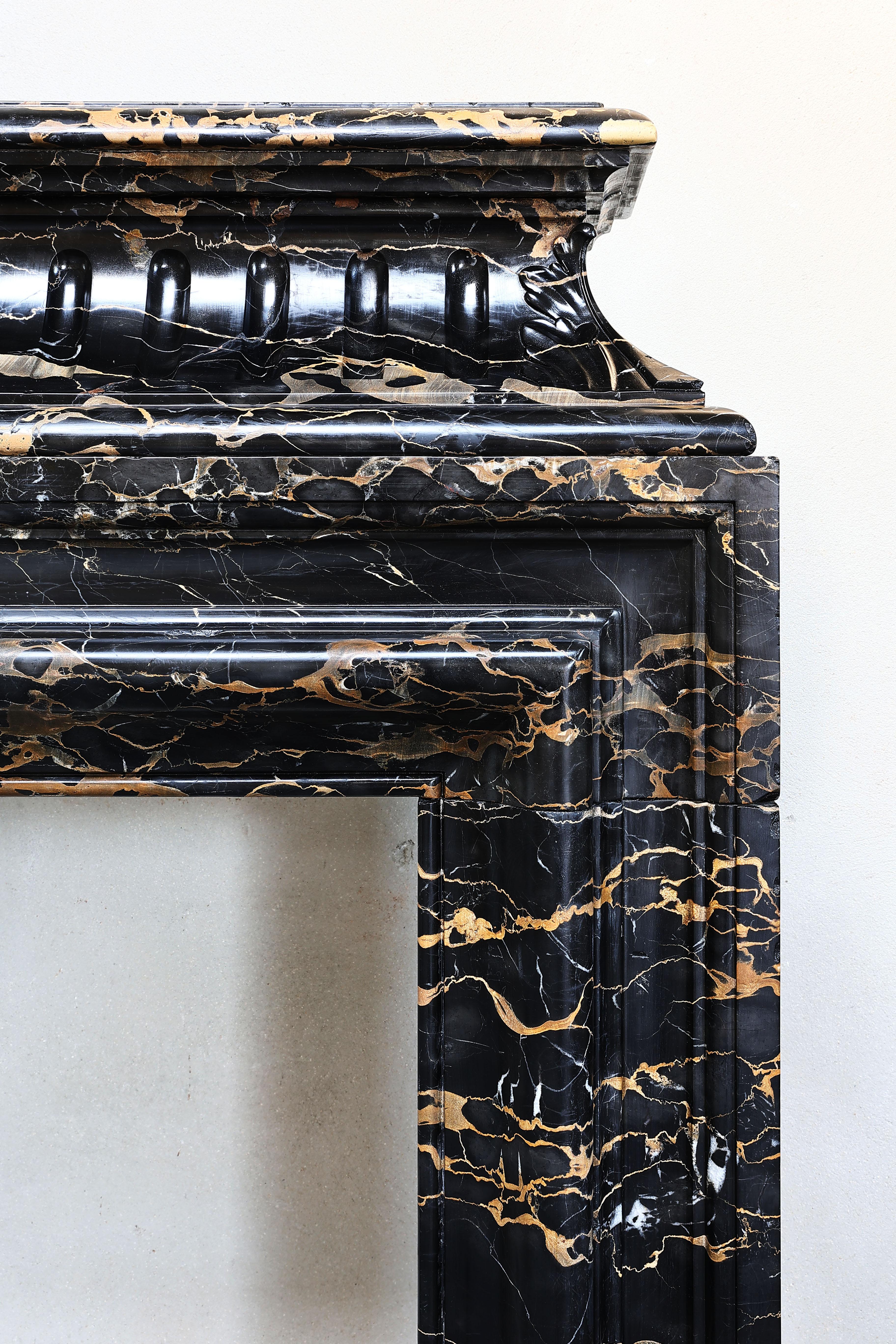 19th Century Fireplace of Portoro Marble in Style of Louis XVI For Sale 3