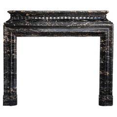 Vintage 19th Century Fireplace of Portoro Marble in Style of Louis XVI