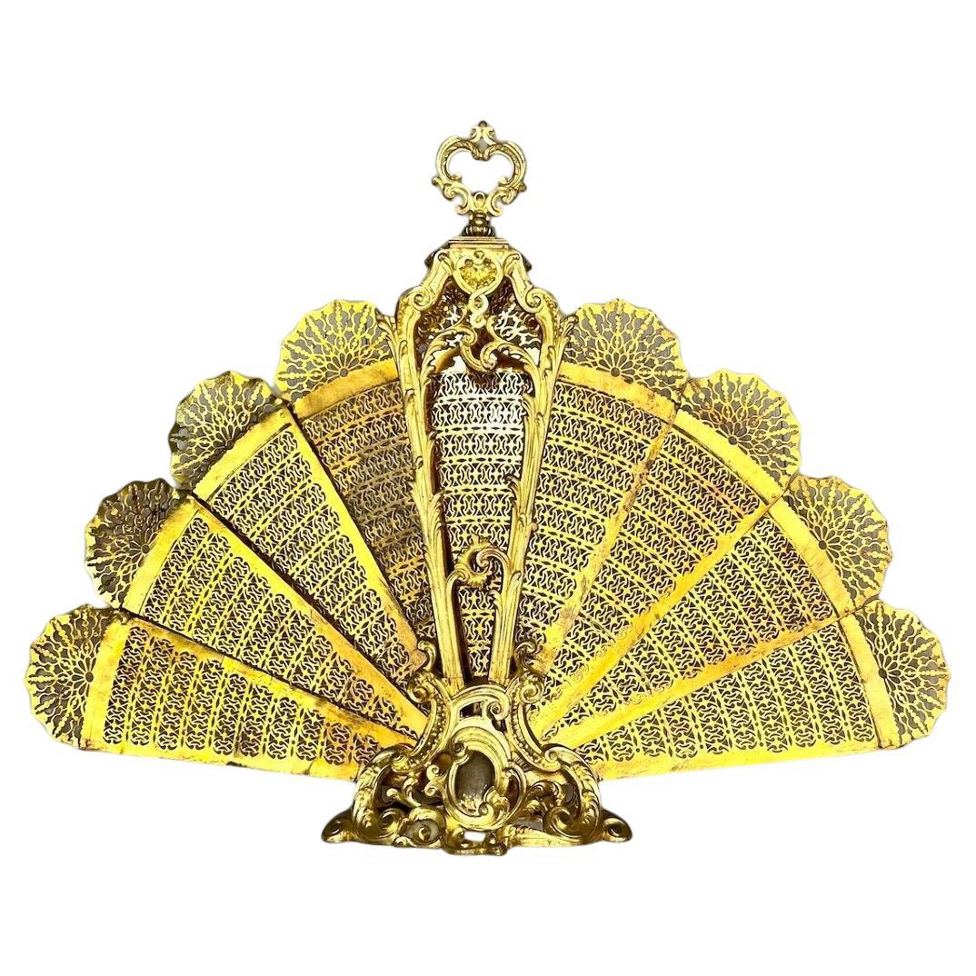 Kaminschirm aus vergoldeter Bronze aus dem 19.