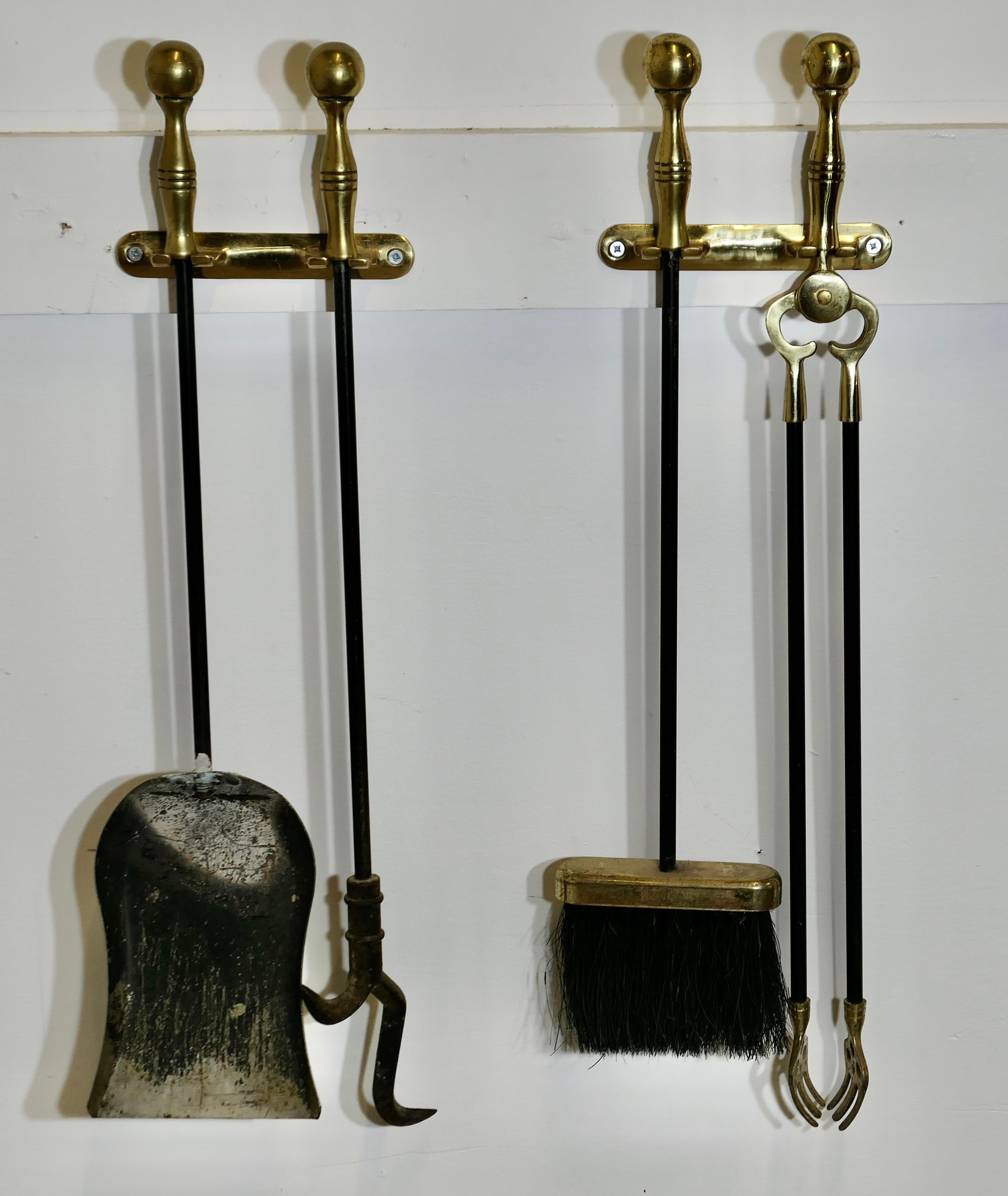 Victorian 19th Century Fireside Companion Set, Long Fireside Tools For Sale