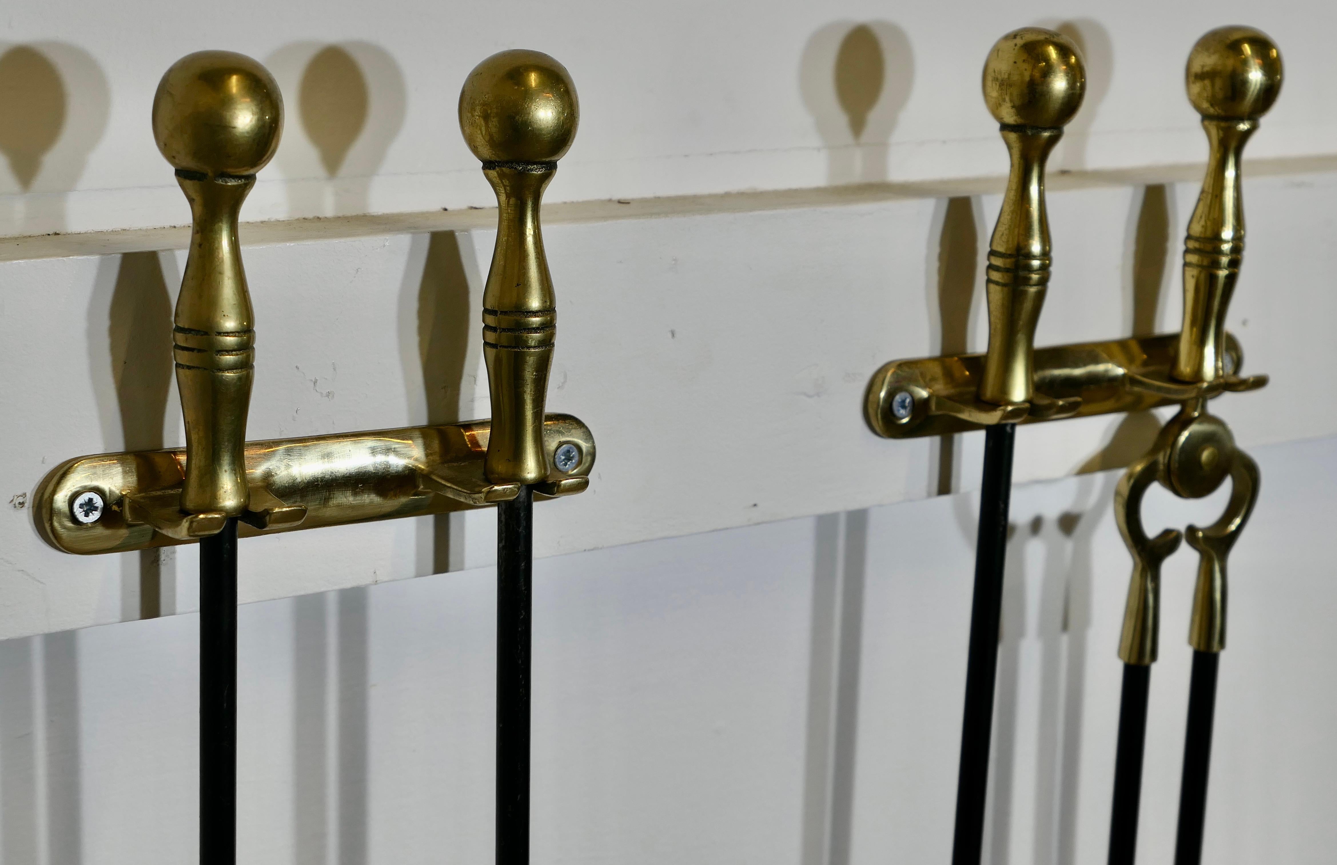 19th Century Fireside Companion Set, Long Fireside Tools In Good Condition For Sale In Godshill, Isle of Wight