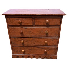 19th Century Five Drawer Dresser in Old Bittersweet Paint