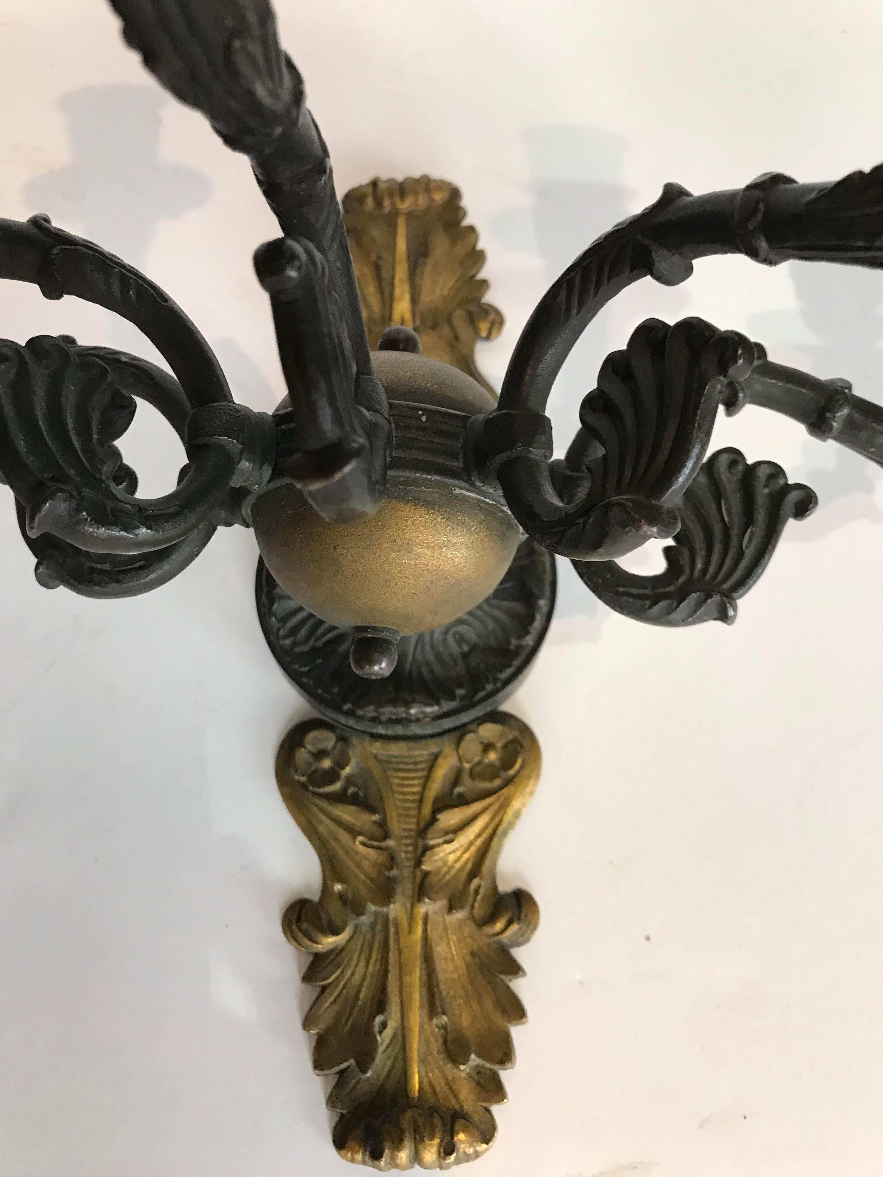 19th Century Five Light Sconces - a Pair In Good Condition For Sale In Charlottesville, VA