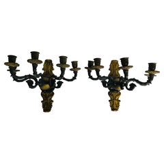 19th Century Five Light Sconces - a Pair