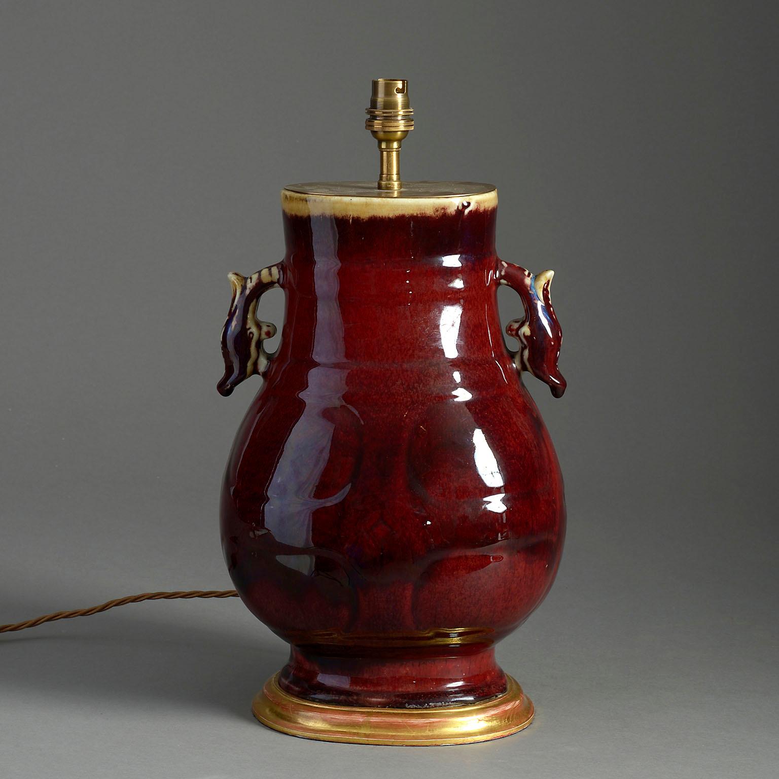 Chinese 19th Century, Flambé Porcelain Vase Lamp