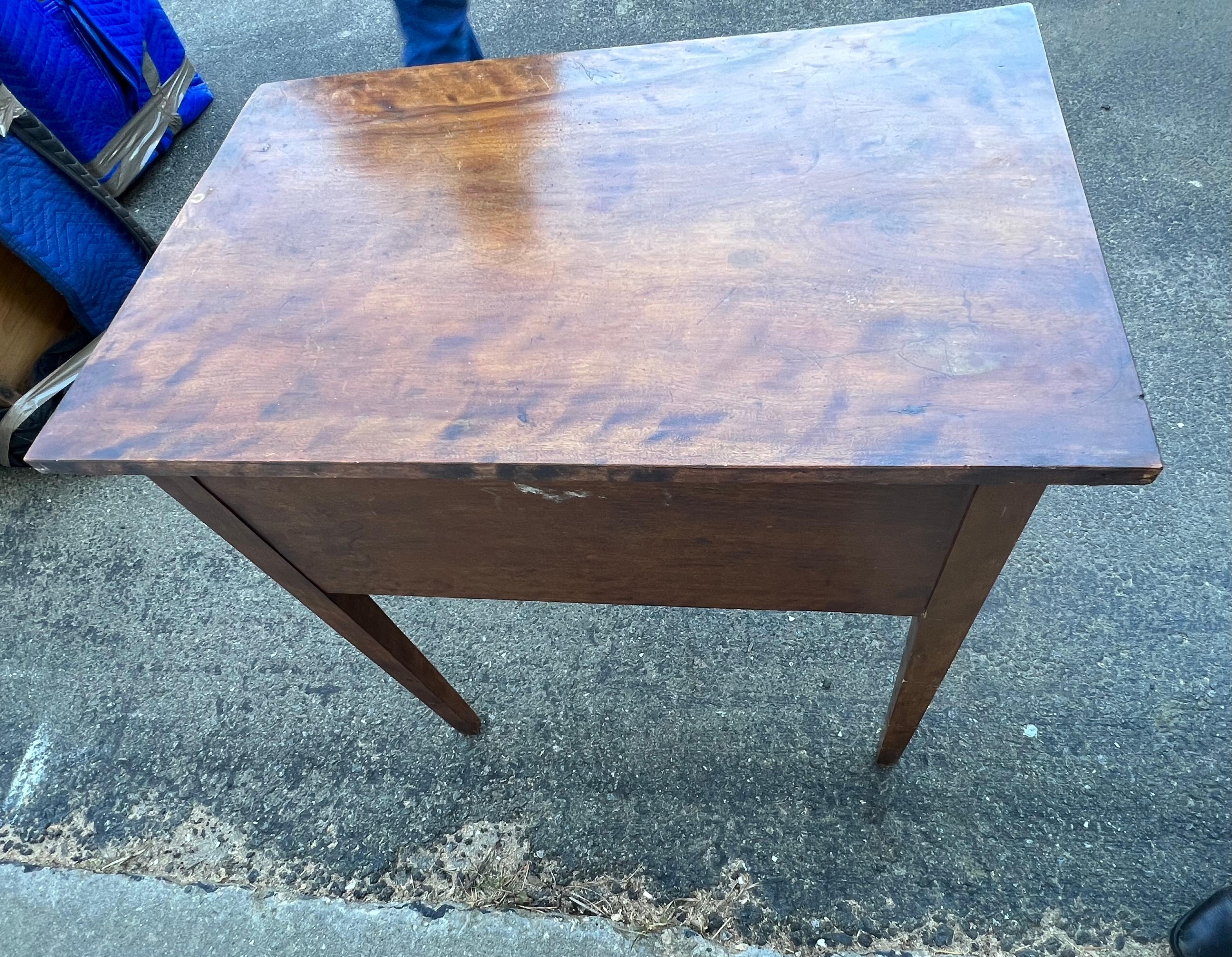 19th Century Flame Birch Two Drawer Side Table In Good Condition In Nantucket, MA