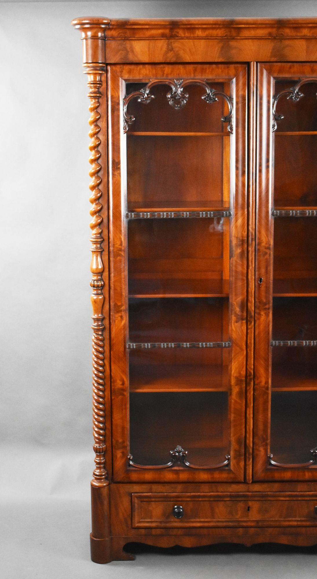 19th Century Flame Mahogany Biedermeier Bookcase 1