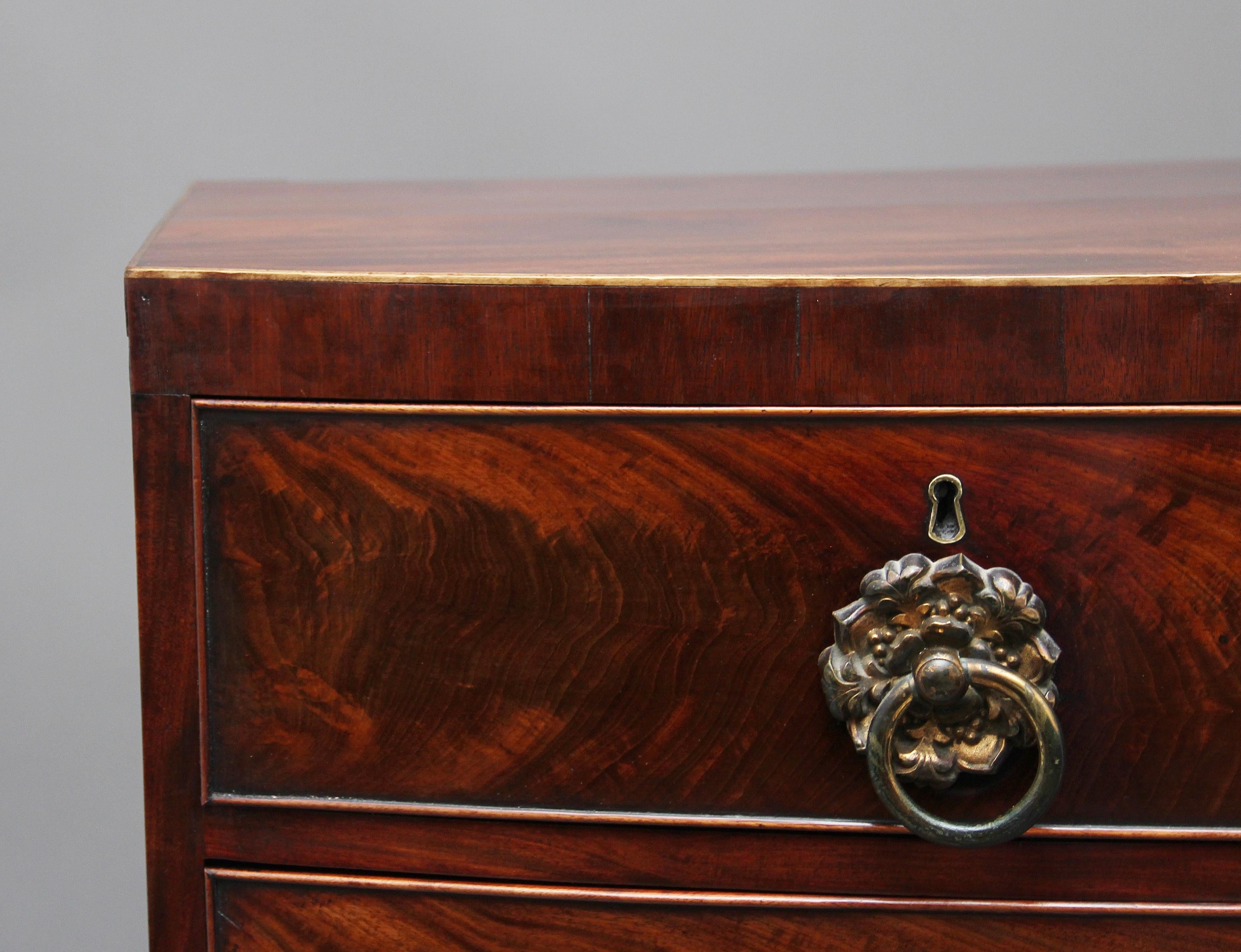 19th Century Flame Mahogany Bowfront Chest of Drawers 1