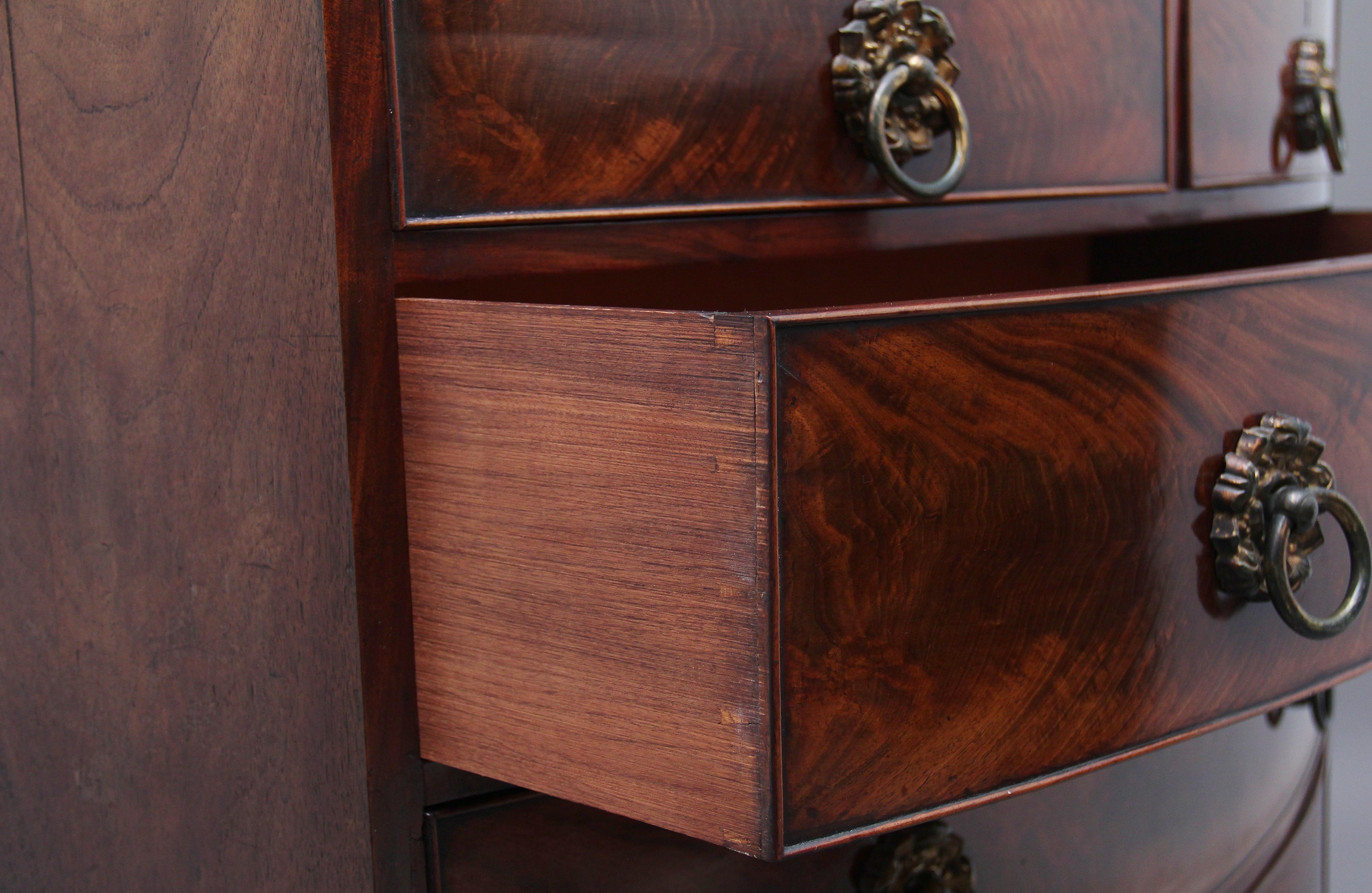 19th Century Flame Mahogany Bowfront Chest of Drawers 2