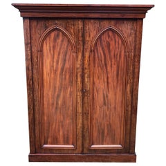 19th Century Flame Mahogany Compactum Wardrobe / Gentleman's Wardrobe
