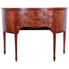 Antique 19th Century Flame Mahogany Demilune Sideboard Credenza