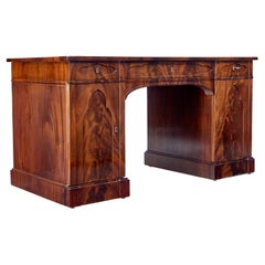 19th Century Flame Mahogany Pedestal Desk