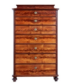 19th Century flame mahogany tall chest of drawers