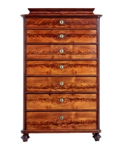 19th century flame mahogany tall chest of drawers