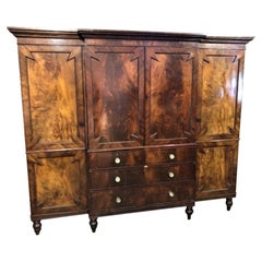 Antique 19th Century Flamed Mahogany Breakfront Combination Wardrobe by Gillows of Lancs