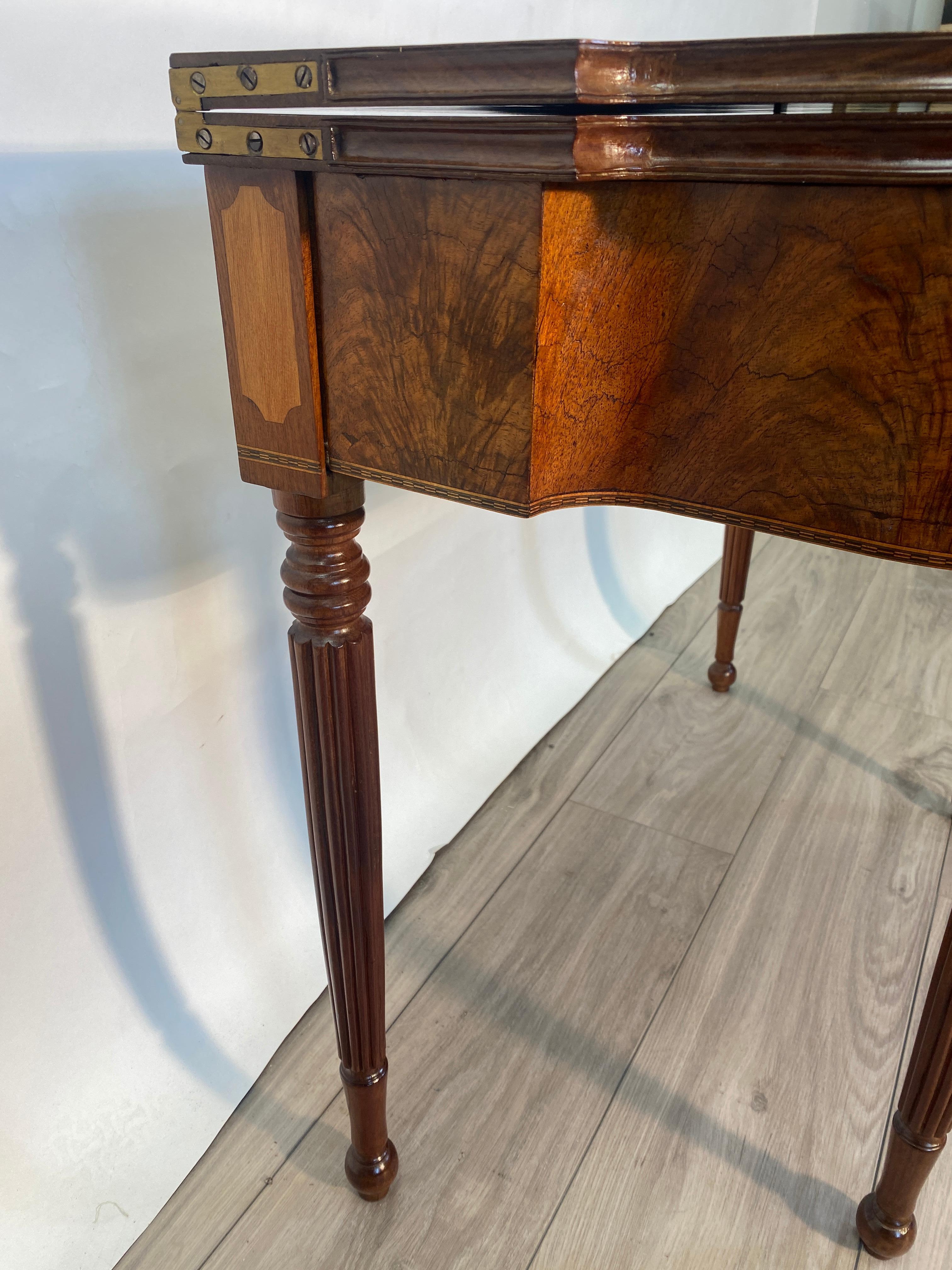 19th Century Flamed Mahogany Flip Top Sheraton Style Side Table For Sale 4