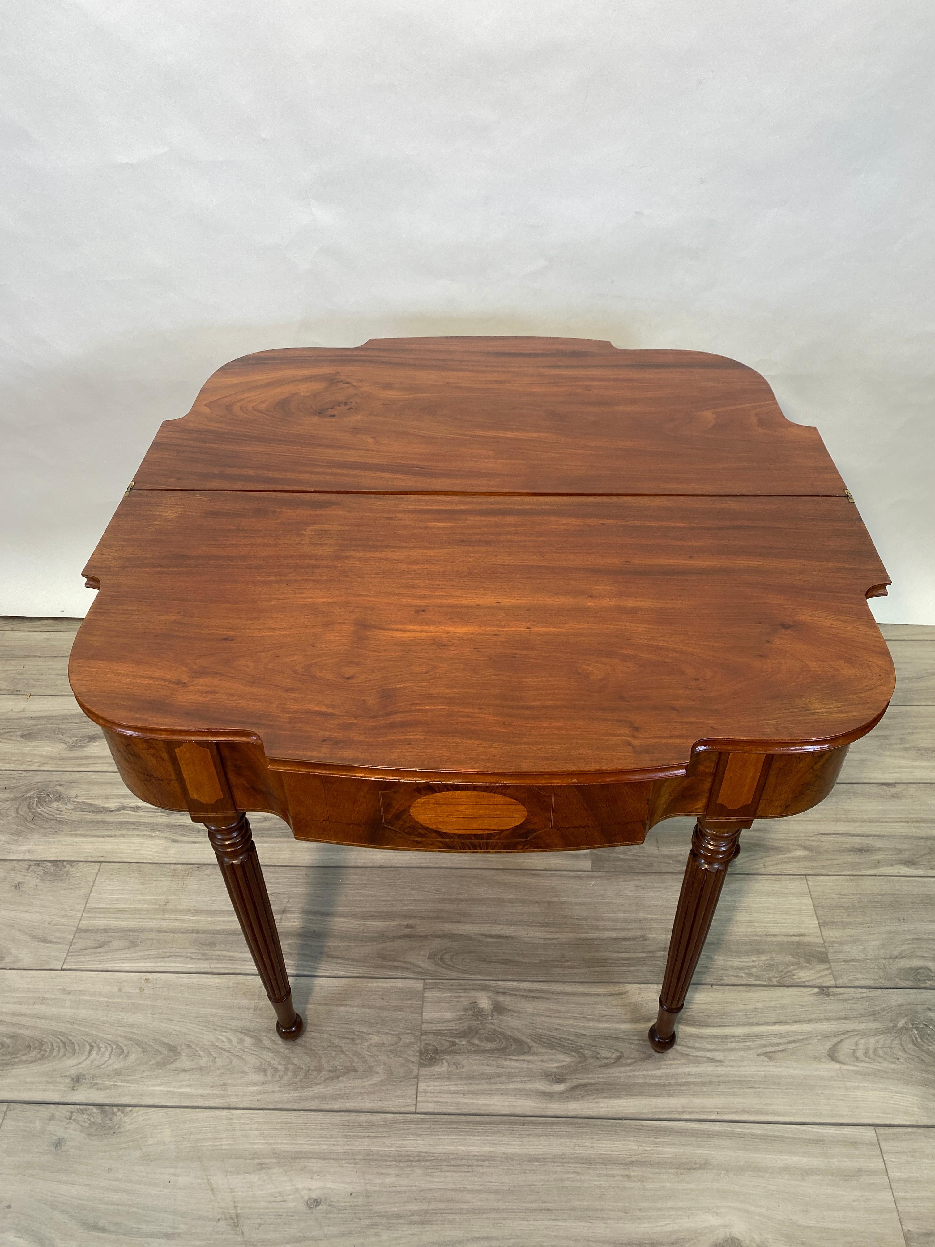 19th Century Flamed Mahogany Flip Top Sheraton Style Side Table For Sale 6