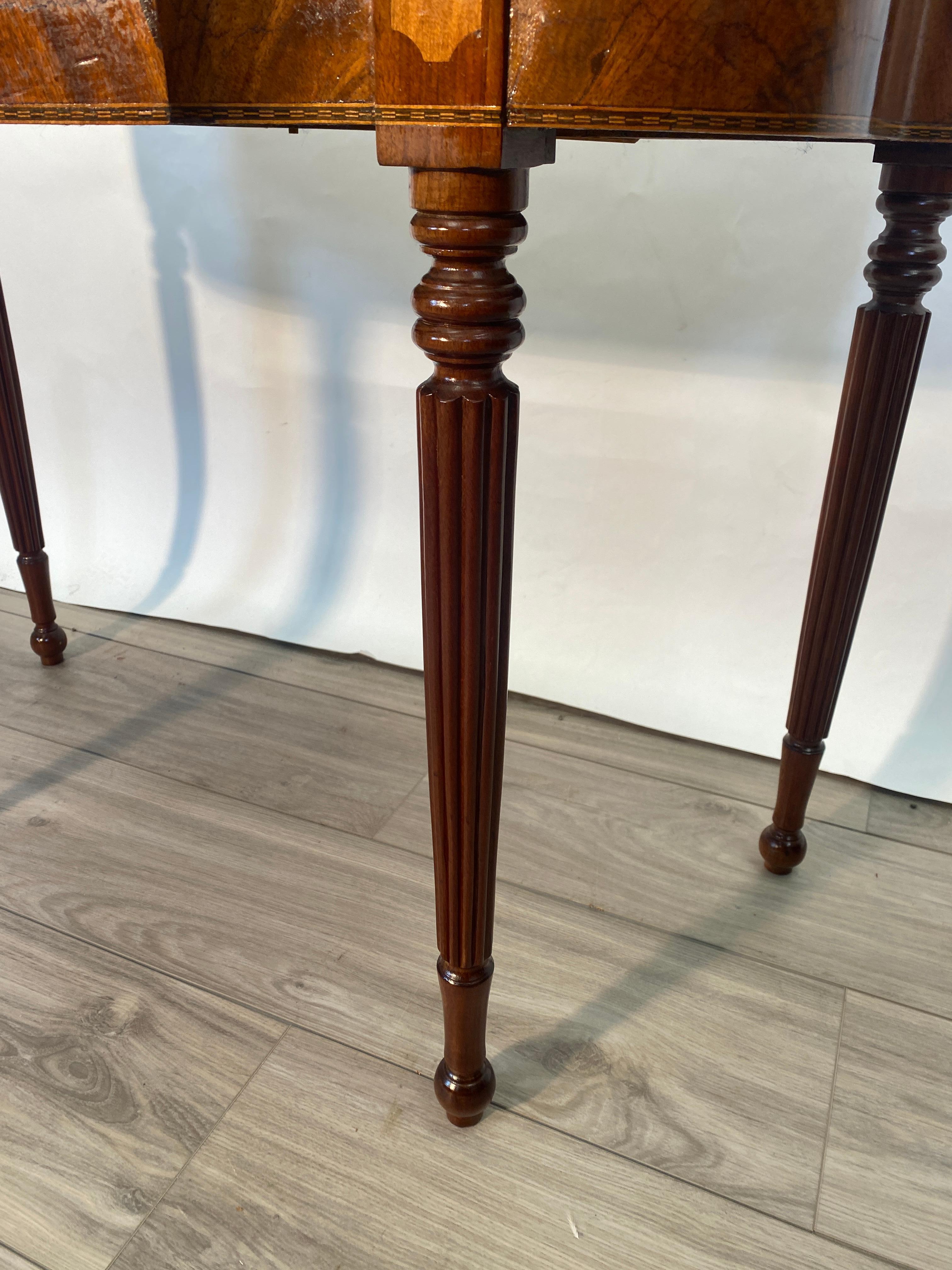 19th Century Flamed Mahogany Flip Top Sheraton Style Side Table For Sale 1