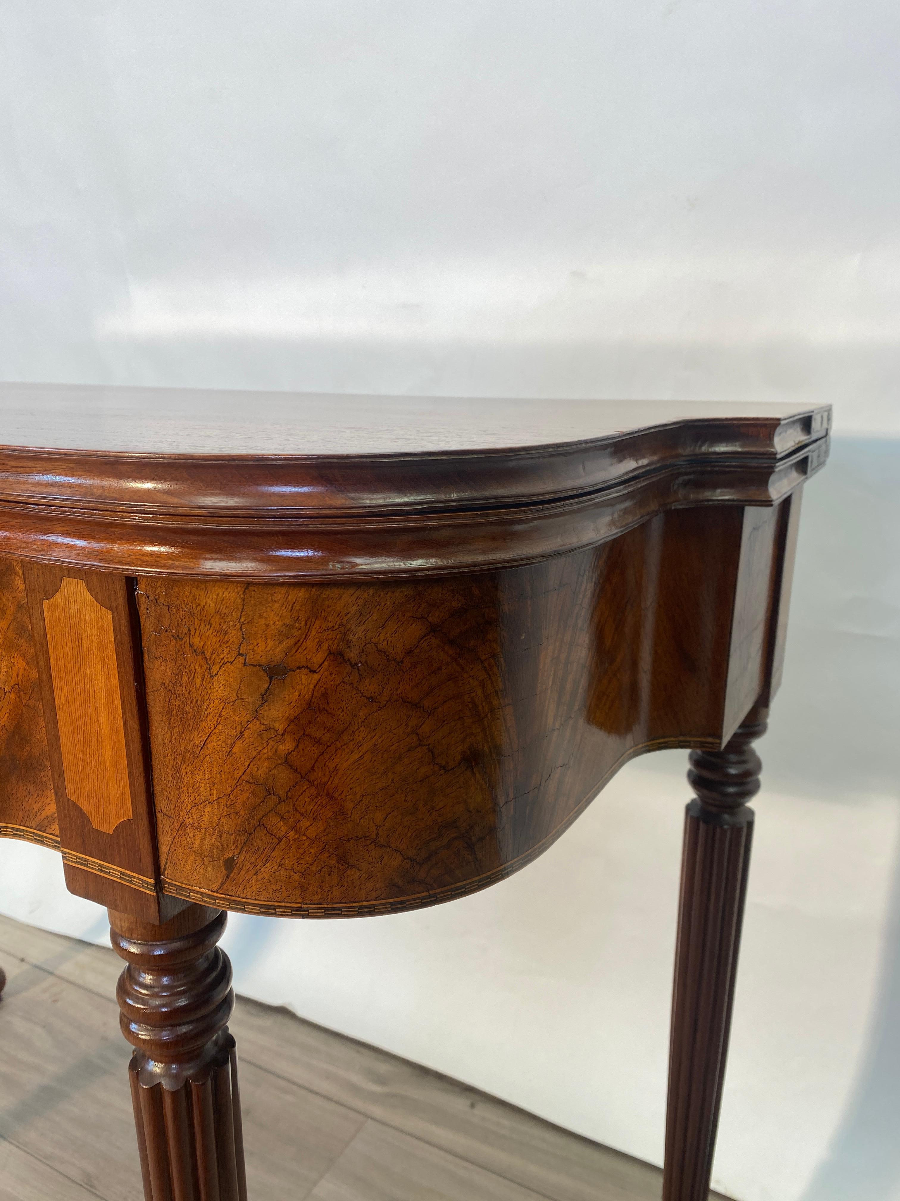 19th Century Flamed Mahogany Flip Top Sheraton Style Side Table For Sale 2