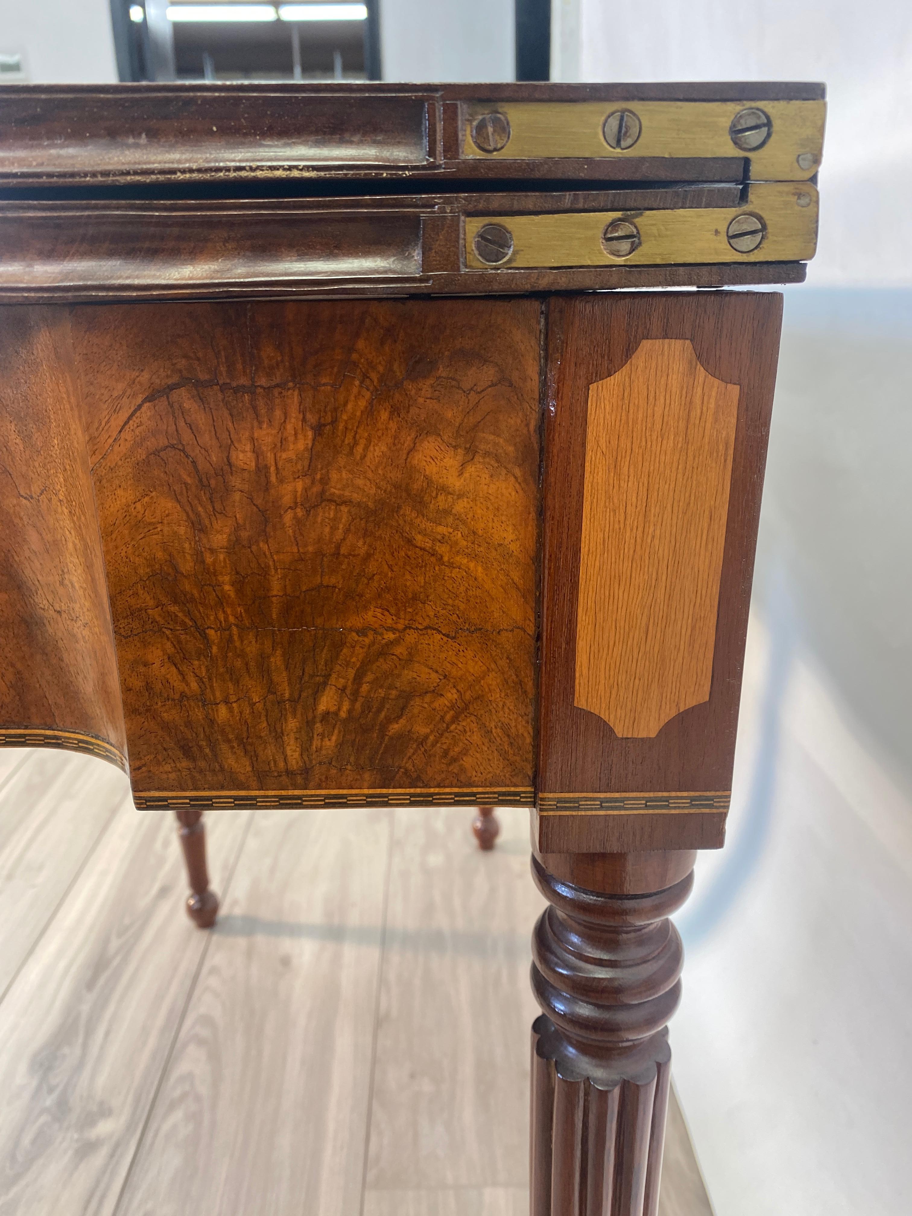 19th Century Flamed Mahogany Flip Top Sheraton Style Side Table For Sale 3