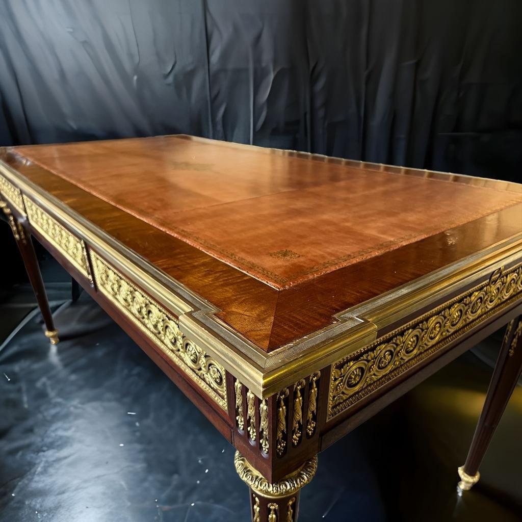 19th Century Flat Desk with Two Pull-Out Extensions in Louis XVI Style For Sale 3