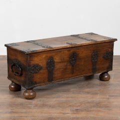 19th Century Flat Top Pine Trunk with Wrought Iron Details, Sweden