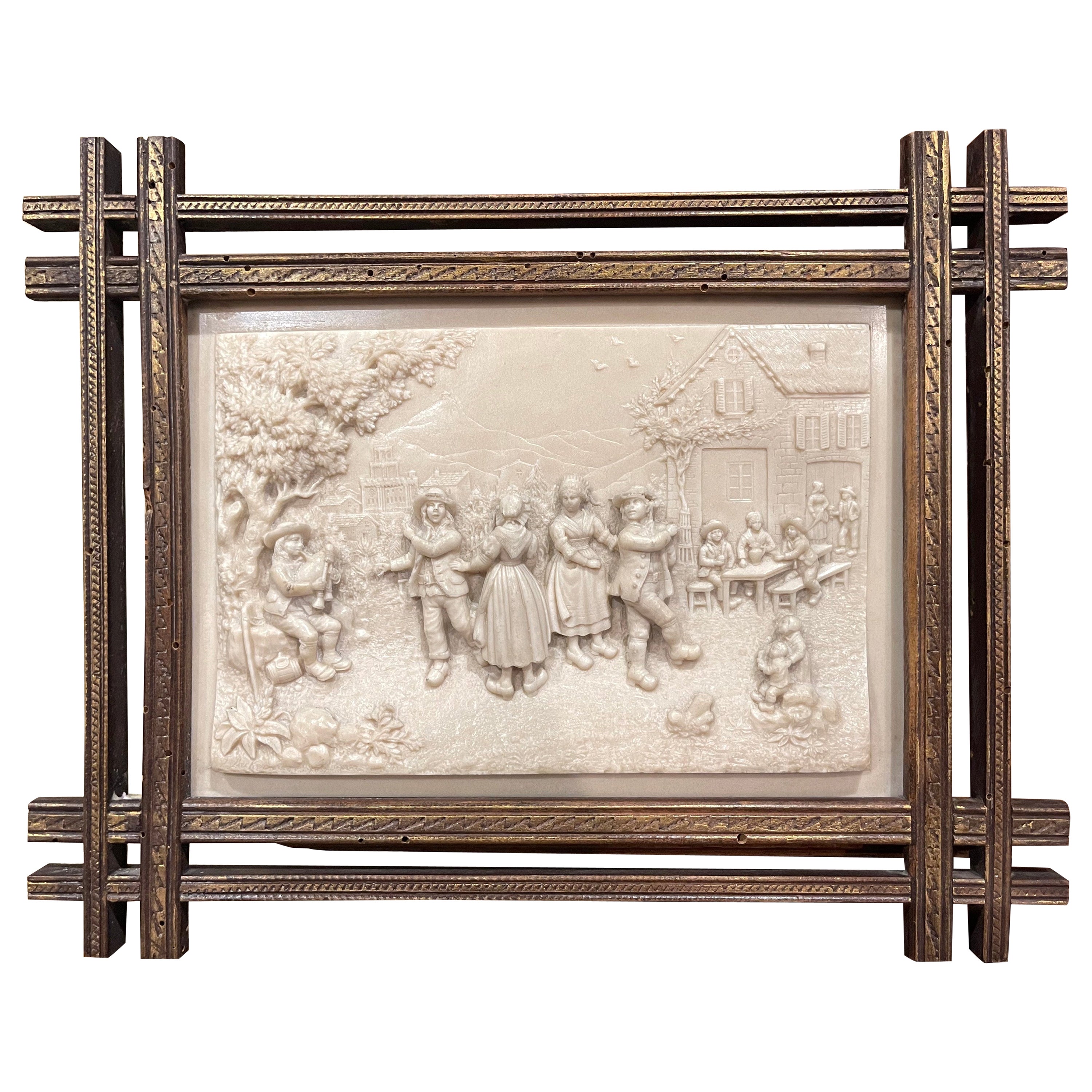 Placa flamenca de alabastro en bajorrelieve del siglo XIX Firmada C.F. Becker en venta