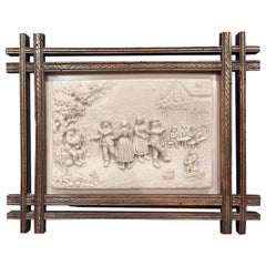 Flemish Bas-Relief Alabaster Plaque 19. Jahrhundert Signiert C.F. Becker