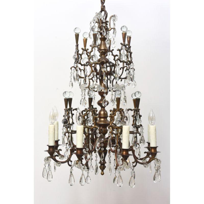19th Century Flemish Bronze and Crystal Eight Light Chandelier 4