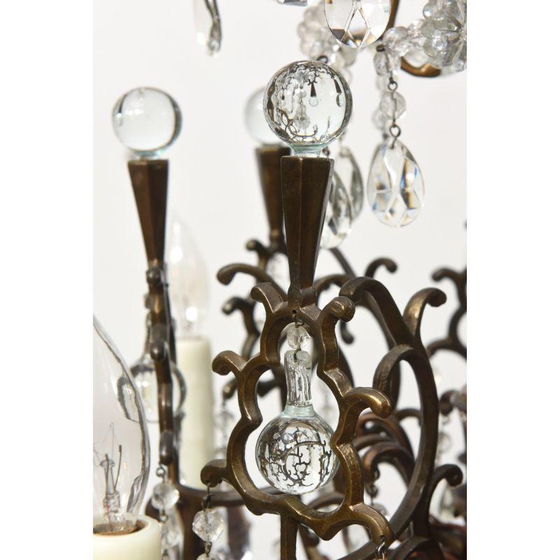 Baroque 19th Century Flemish Bronze and Crystal Eight Light Chandelier