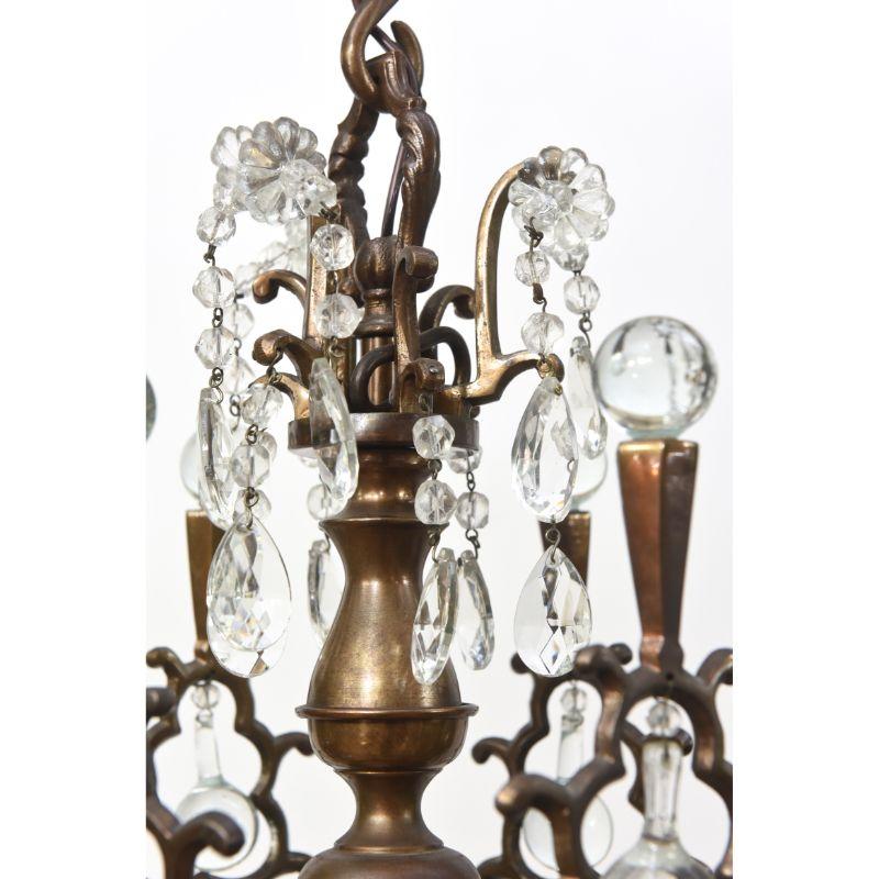 19th Century Flemish Bronze and Crystal Eight Light Chandelier 1