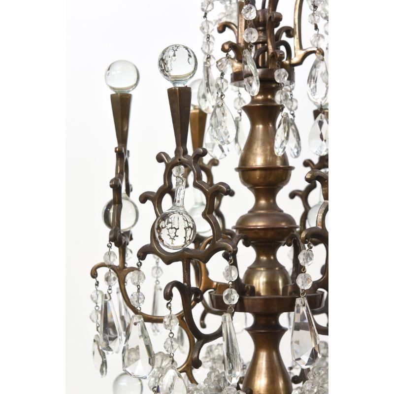19th Century Flemish Bronze and Crystal Eight Light Chandelier 2