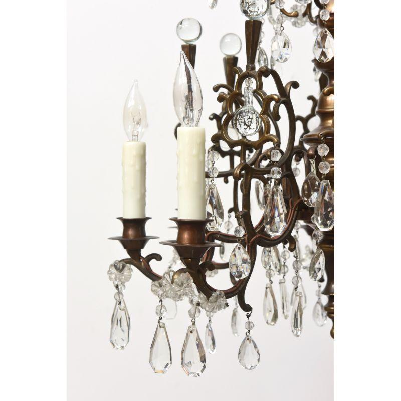 19th Century Flemish Bronze and Crystal Eight Light Chandelier 3
