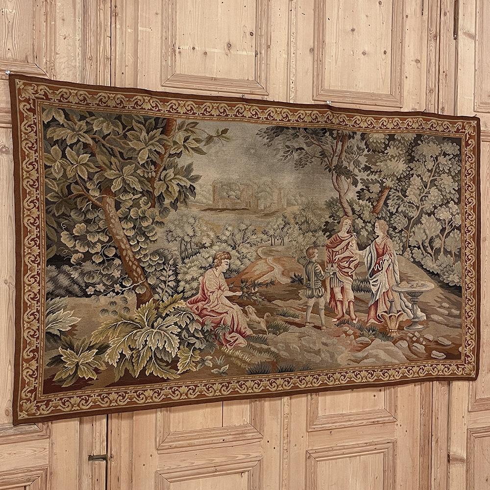Wool 19th Century Flemish Hand-Knotted Romantic Tapestry For Sale