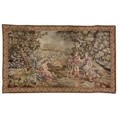 19th Century Flemish Hand-Knotted Romantic Tapestry
