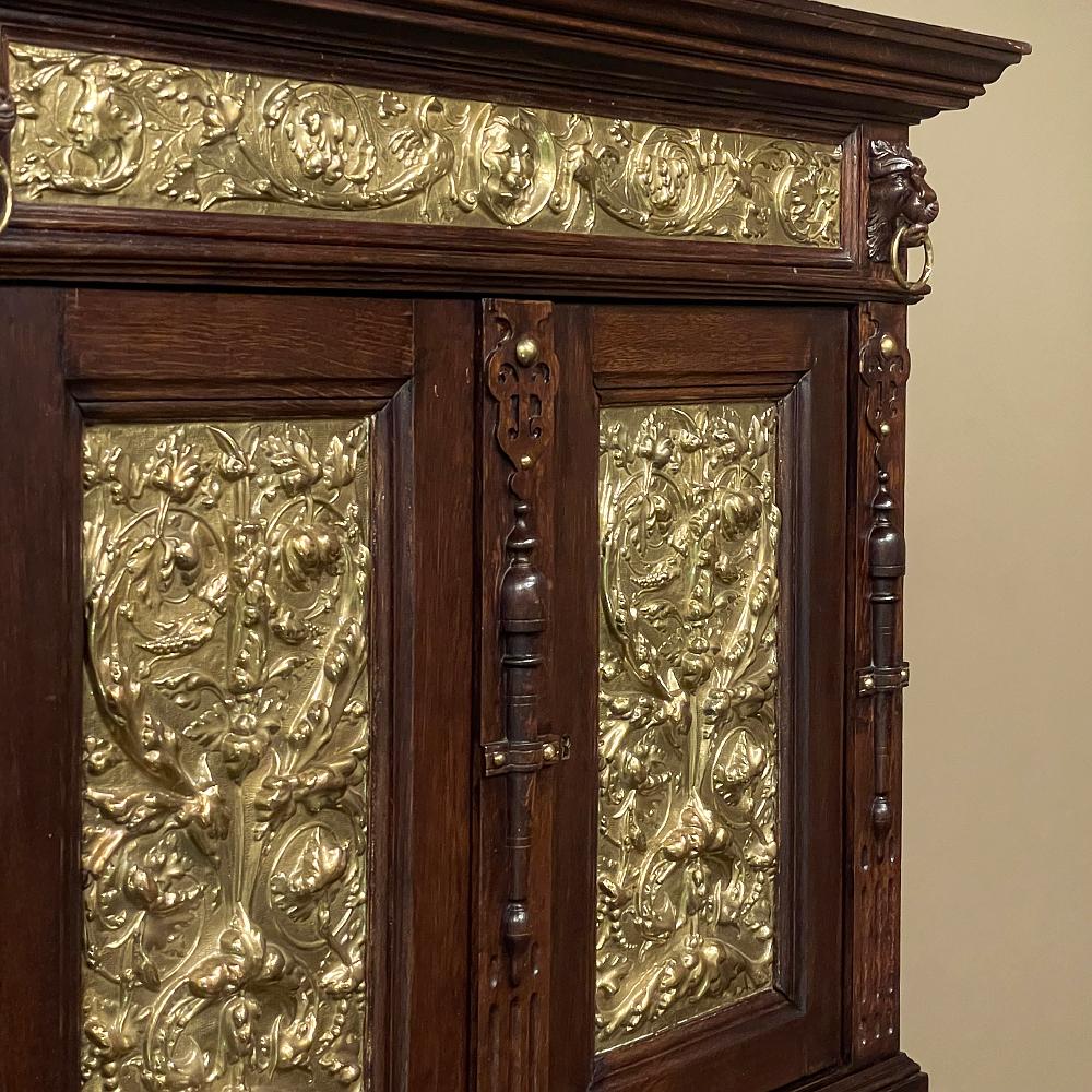 19th Century Flemish Louis XIV Secretary or Bookcase with Embossed Brass For Sale 6