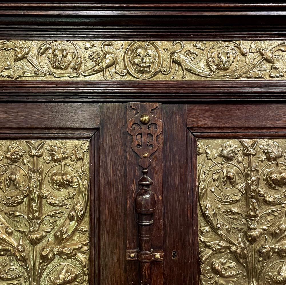 19th Century Flemish Louis XIV Secretary or Bookcase with Embossed Brass For Sale 10