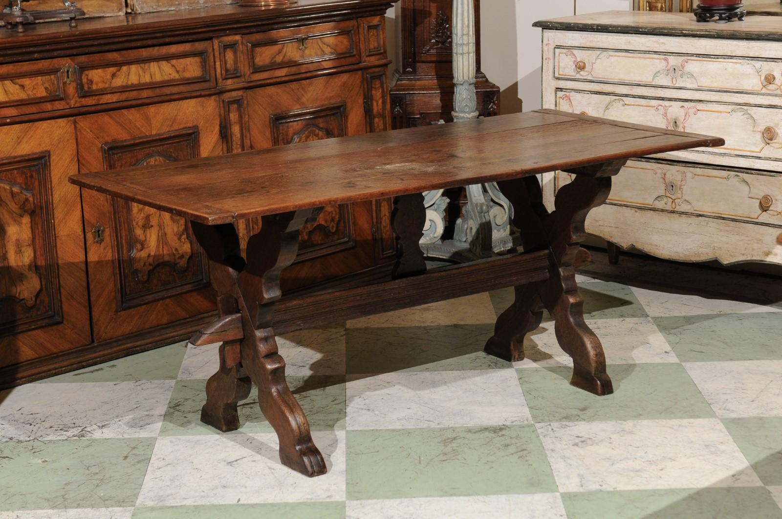 19th Century Flemish Oak Trestle Dining Table 7